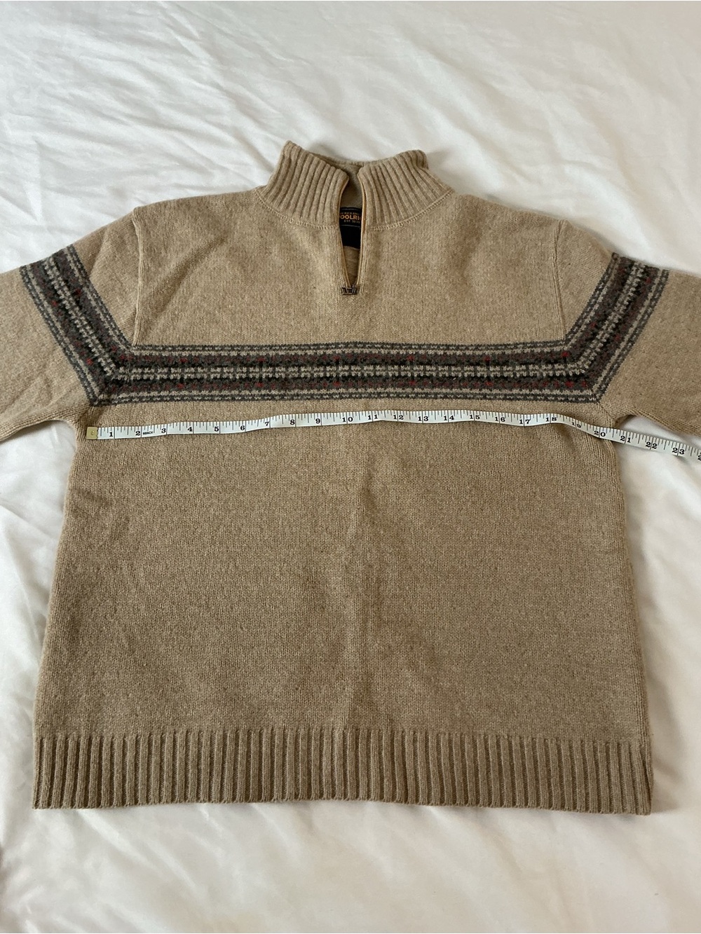 Woolrich Women’s Beige Lambswool Quarter Zip Sweater – Fair Isle Knit - Picture 7 of 10